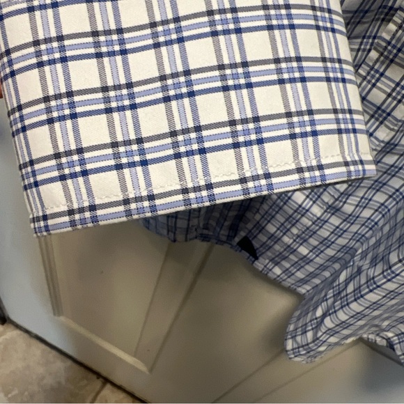 UNTUCKit Shirt Mens Large Slim Fit Button Up Stretch Blue Plaid Long Sleeve - Picture 5 of 8